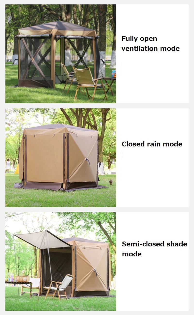 Cheap Goat Tents Outdoor Fully Automatic Camping Tent Movable Hexagonal Tent Pergola Awning Breathable Anti mosquito Family Party Travel Tent   